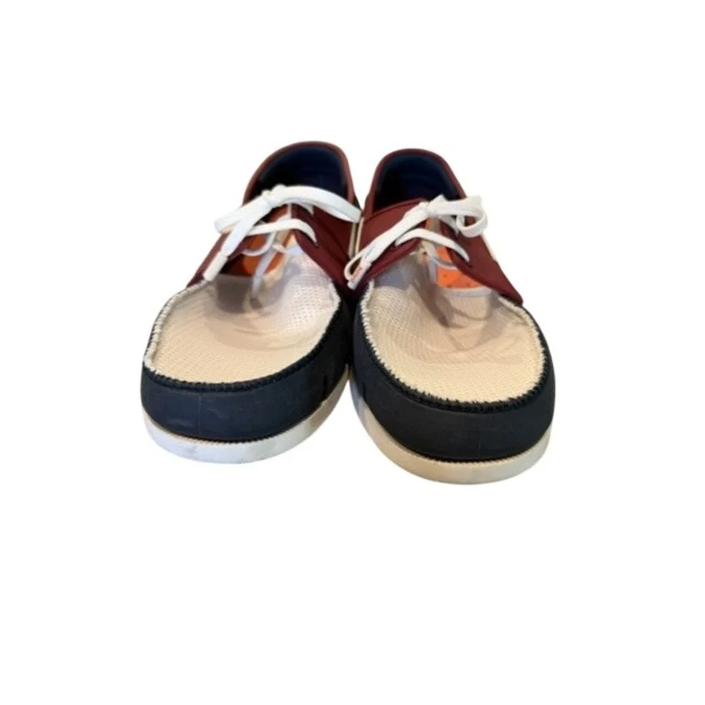 SWIMS Mens Boat Shoes Navy Red White Mesh Water Loafers Lace Up Rubber Sole 11